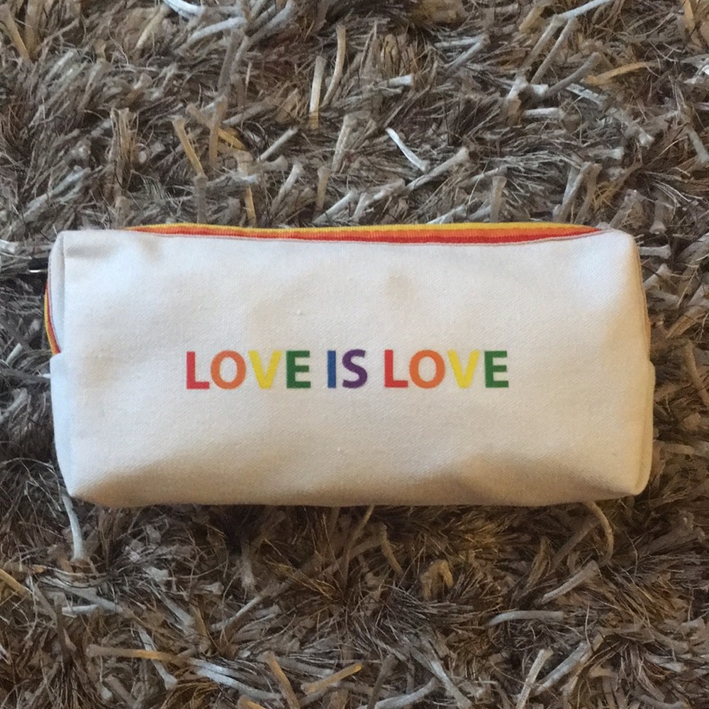 NWOT Love is Love canvas cosmetics bag